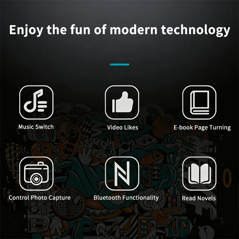 Inteligentny pierścień dotykowy Bluetooth, ładowalny z bazą ładującą. Połącz z telefonem lub tabletem, przewijanie stron wideo i zdjęć.