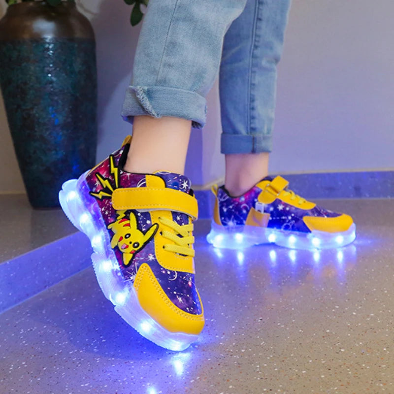 Dziecięce buty codzienne Chłopięce ładowane kreskówkowe ze skóry PU Wiosenne modne płaskie antypoślizgowe trampki Żółte rozmiary 25-36