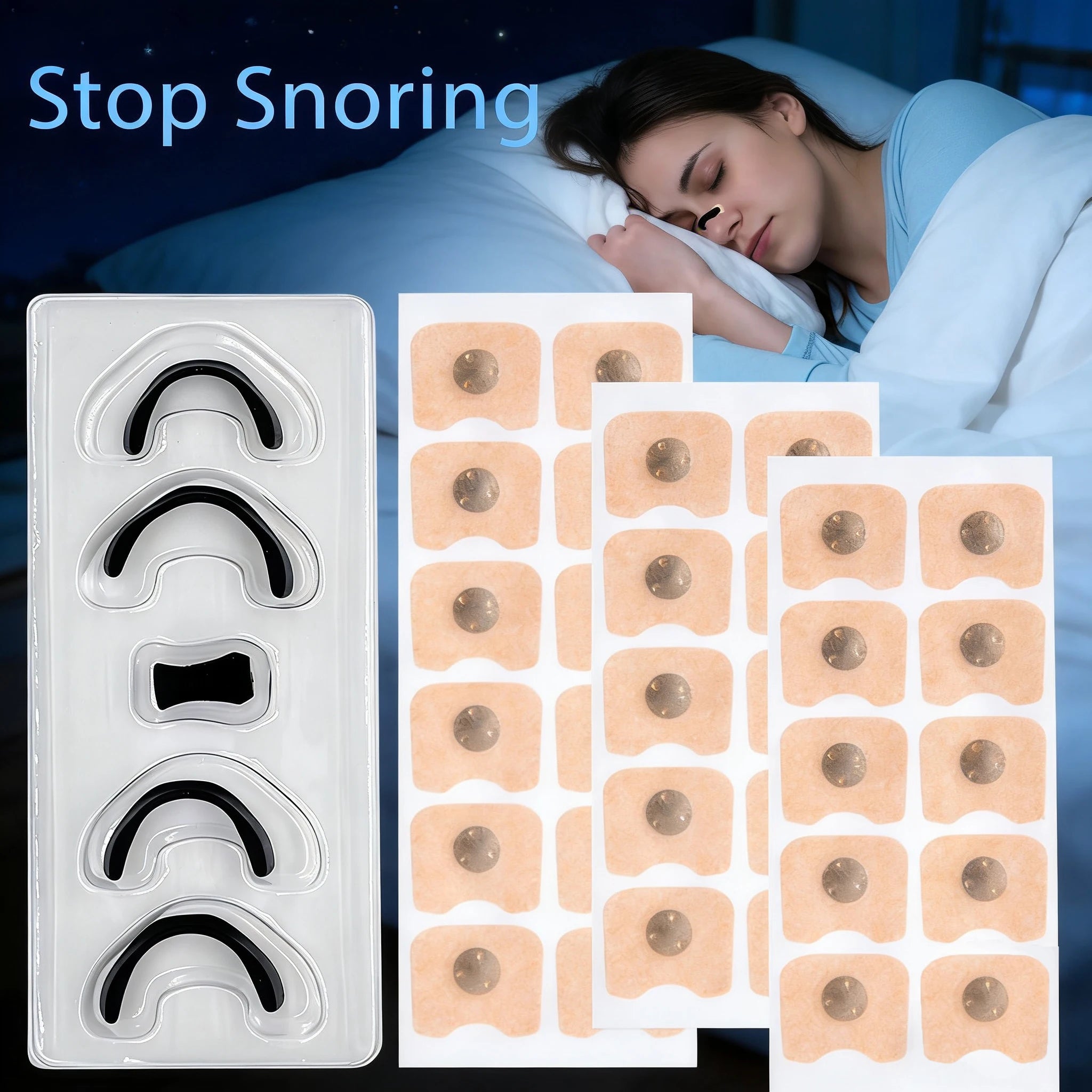 Magnetyczne paski na nos dla ulgi w chrapaniu Zapas na 15/30 dni Silny klej Wysokiej jakości aparat do spania Pomoc przeciw chrapaniu
