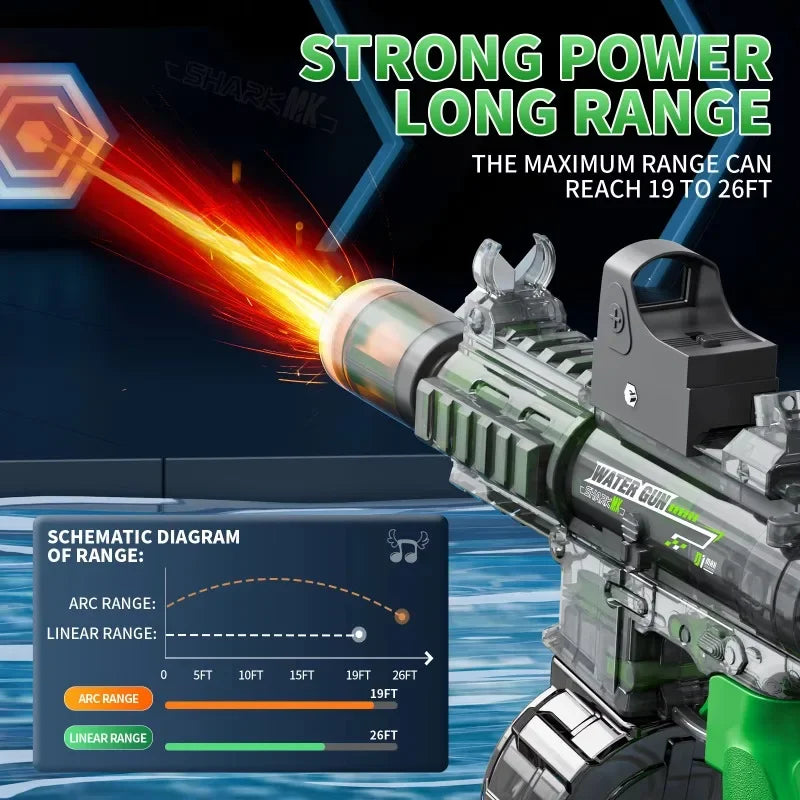 M416 LED Symulacja Ognia Elektryczne Pistolety na Wodę dla Dzieci, Duża Pojemność, Automatyczny Ciągły Pistolet na Wodę, Letnie Zabawki na Zewnątrz