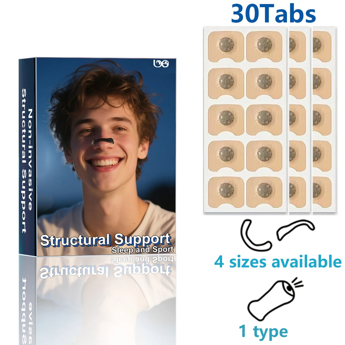 Rozszerzacz nosowy – zestaw komfortowych plastrów na nos do ćwiczeń/codziennego użytku: magnetyczny, regulowany design + akcesoria do codziennego czyszczenia. 4