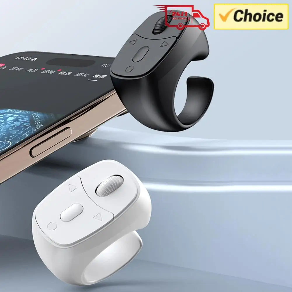 Bezprzewodowy pilot na palec Bluetooth 5.3, do przewracania stron, przeglądania, przewijania, bezprzewodowy spust migawki aparatu, przycisk do selfie