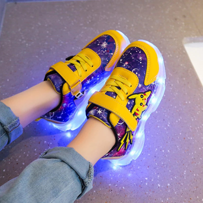 Dziecięce buty codzienne Chłopięce ładowane kreskówkowe ze skóry PU Wiosenne modne płaskie antypoślizgowe trampki Żółte rozmiary 25-36